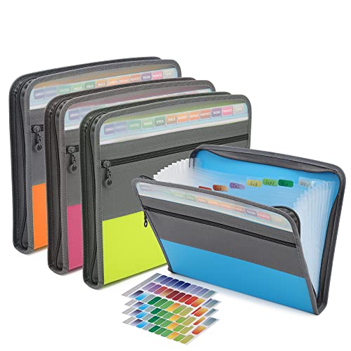 NAFY Expanding File Folders, 13 Pockets Document Organizer with Zipper