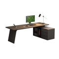 Minimalist Solid Wood Office Desk with Side Cabinet