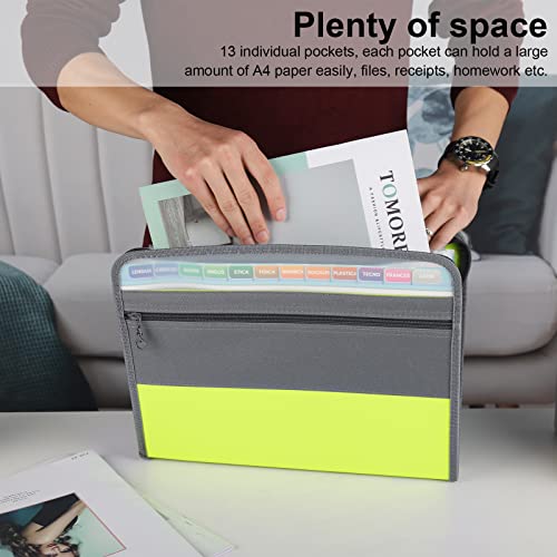 NAFY Expanding File Folders, 13 Pockets Document Organizer with Zipper