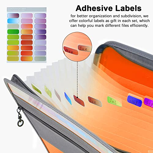 NAFY Expanding File Folders, 13 Pockets Document Organizer with Zipper