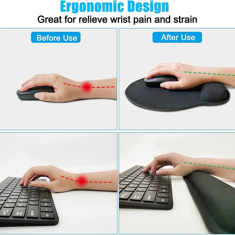 Memory Foam Keyboard & Mouse Wrist Rest Set