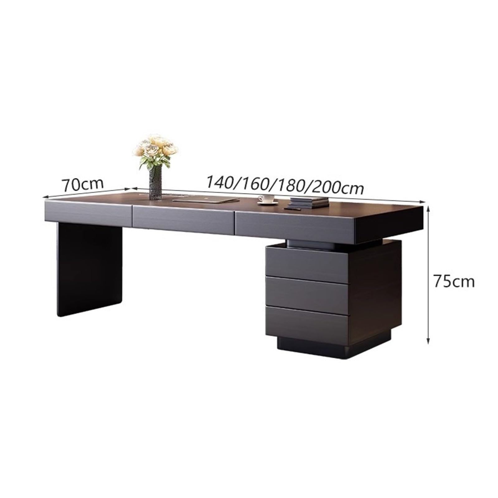 Sit-Stand Executive Desk with Storage Drawer