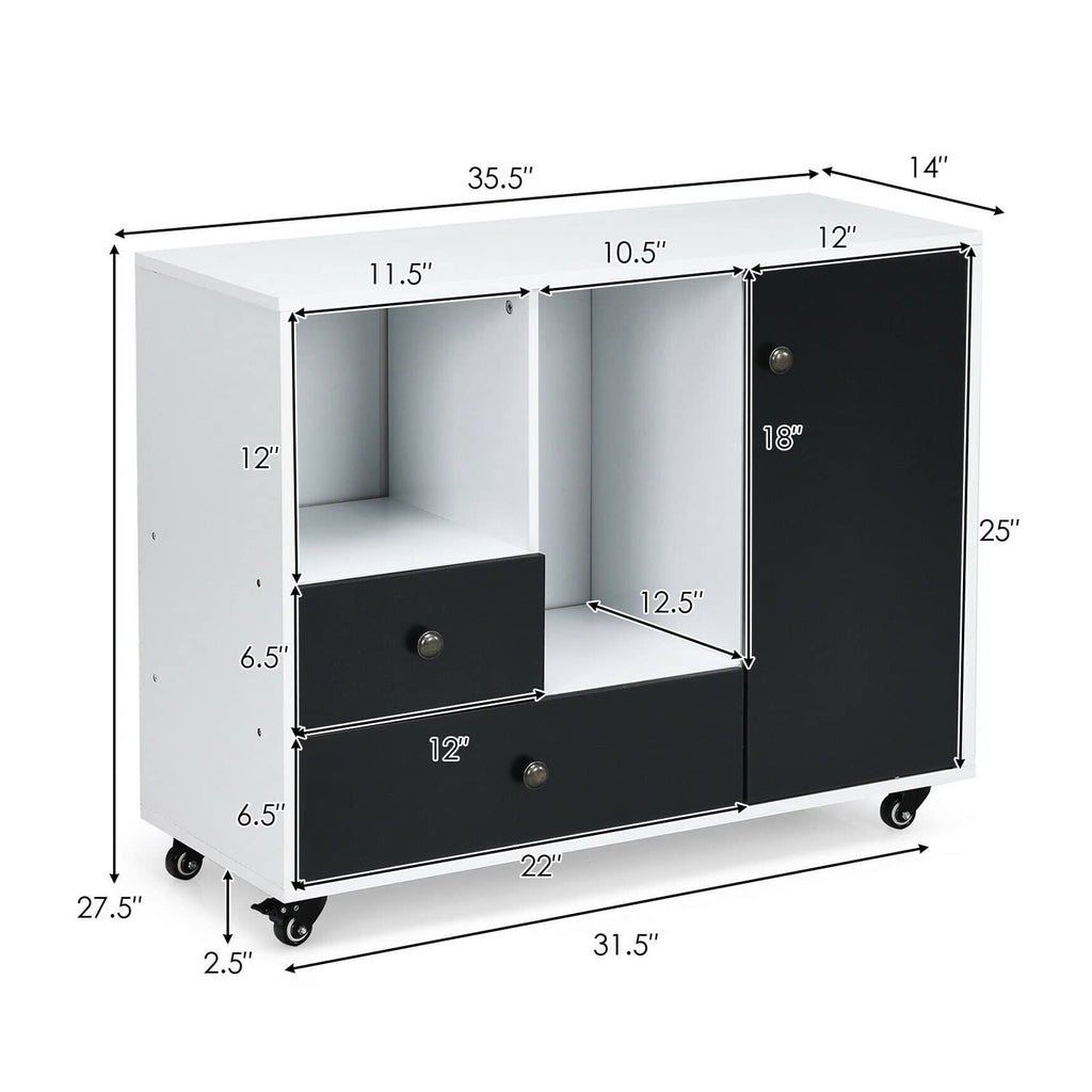 Mobile Printer Stand Cabinet with Drawers
