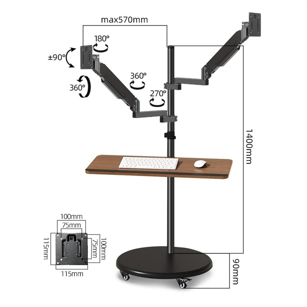 Dual Monitor Mobile Workstation Stand