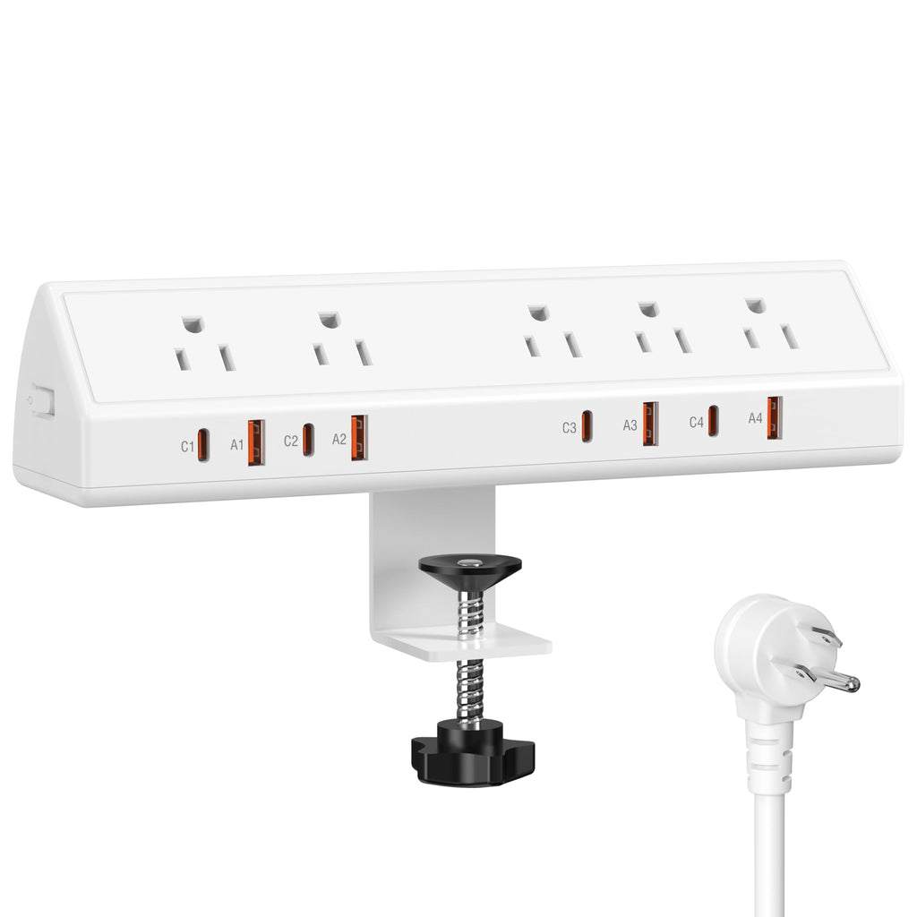 Desk Clamp Power Strip with 65W USB-C Charging