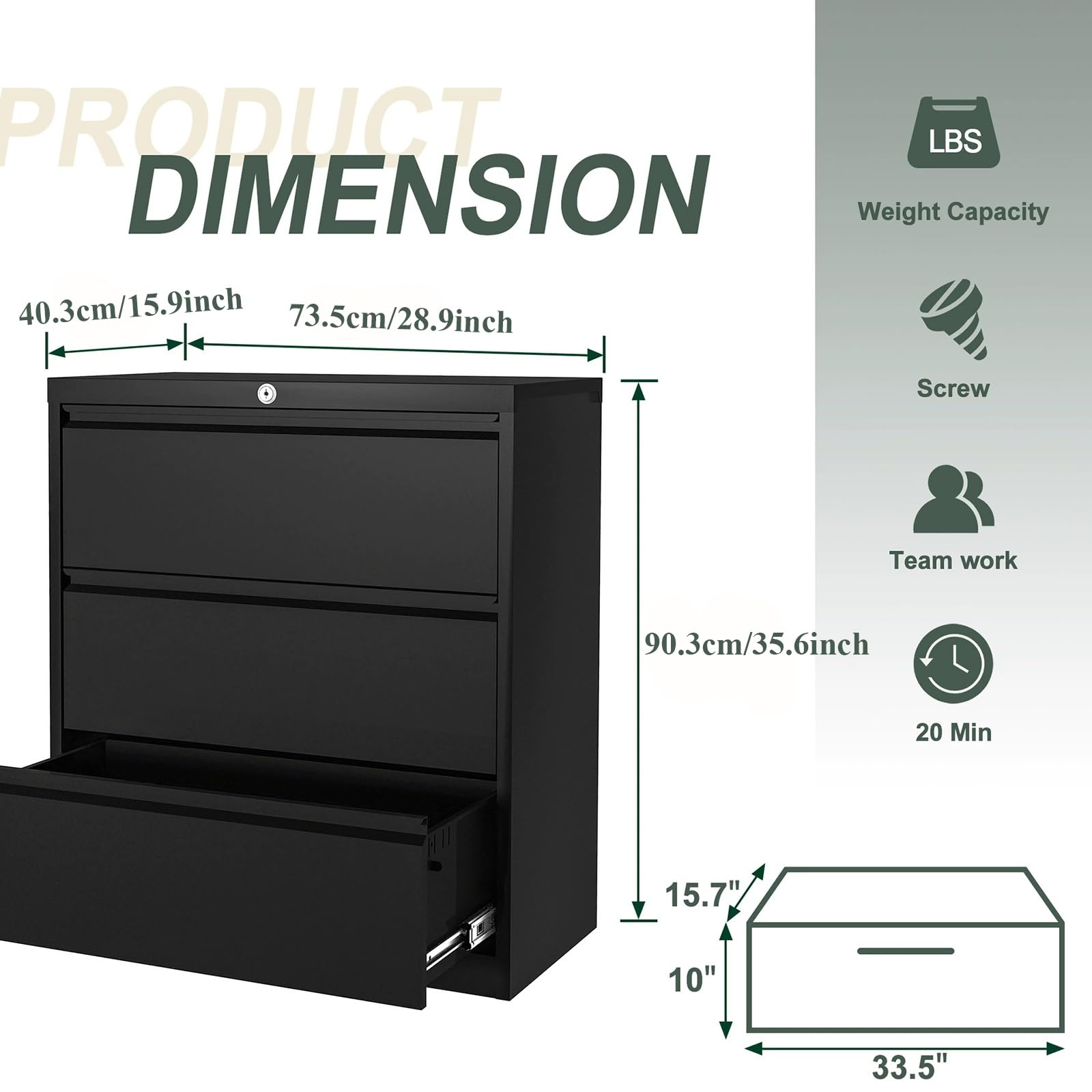 Locking File Cabinet with Drawers