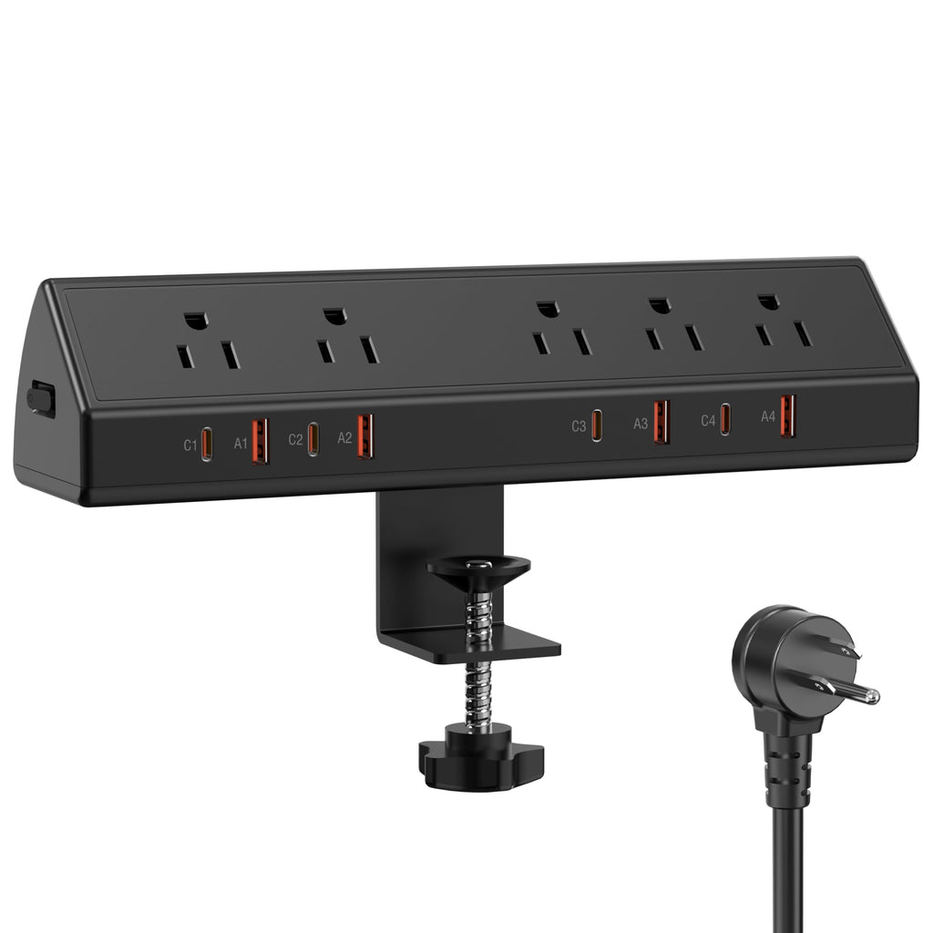 Desk Clamp Power Strip with 65W USB-C Charging