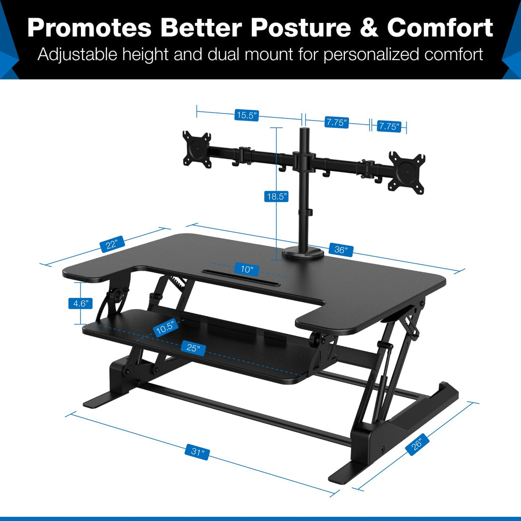 Standing Desk Converter with Dual Monitor Mount