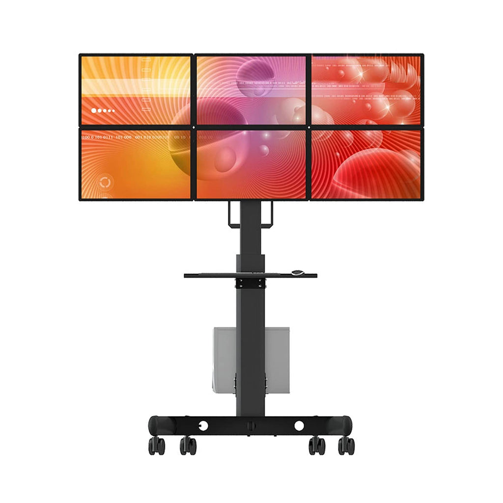 Six Monitor Mobile Workstation Stand