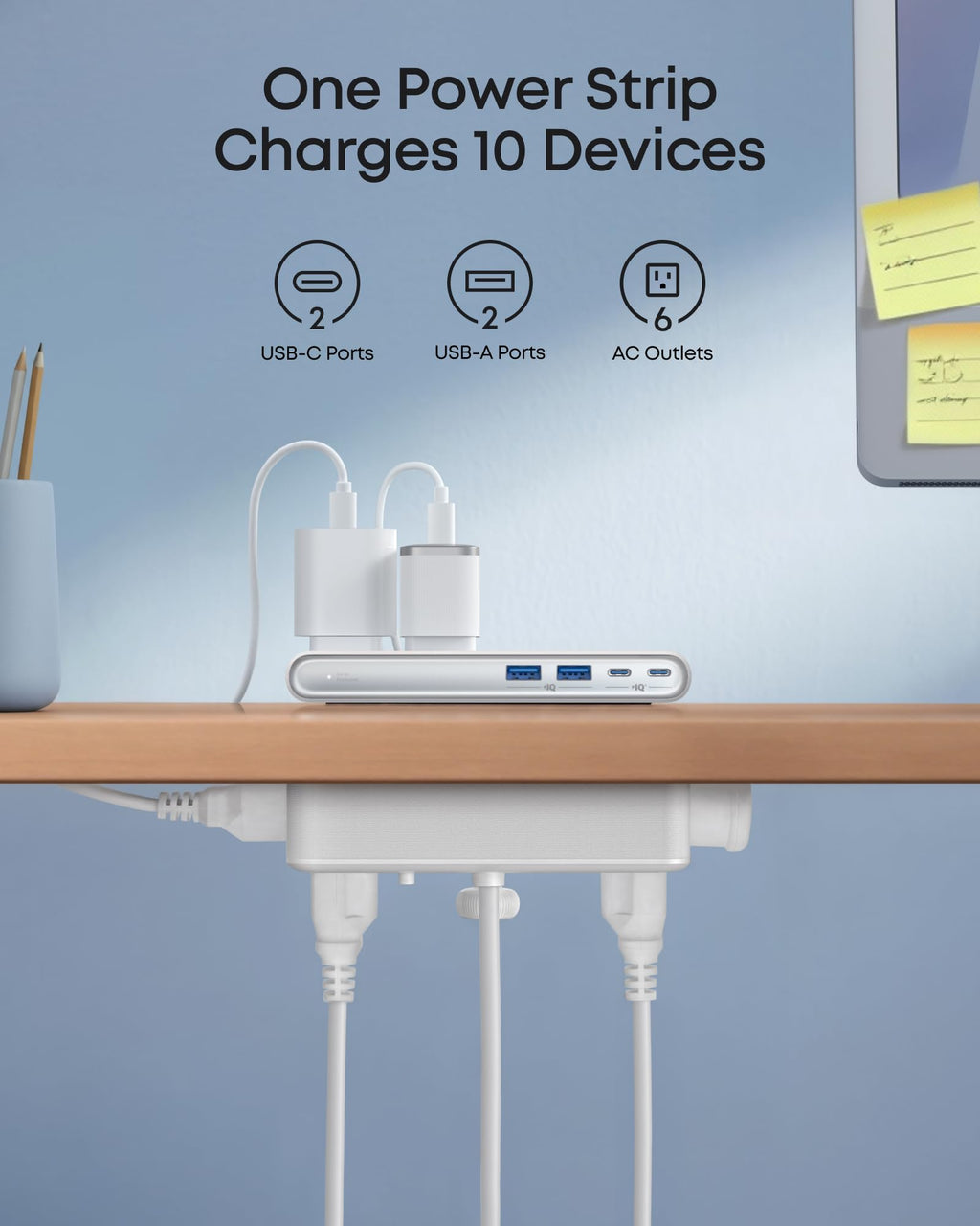 Desk Clamp Power Strip with 70W USB-C Charging
