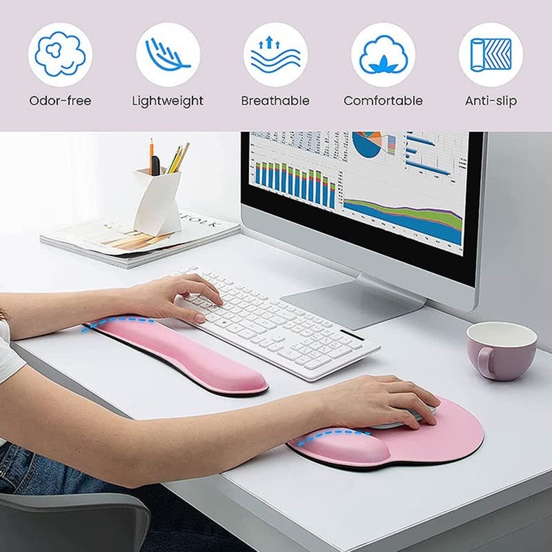 Memory Foam Keyboard & Mouse Wrist Rest Set