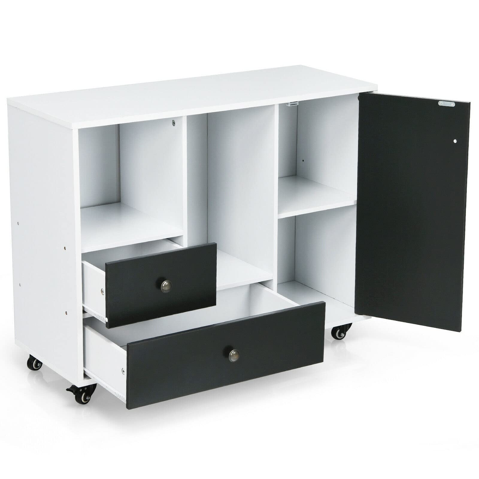 Mobile Printer Stand Cabinet with Drawers