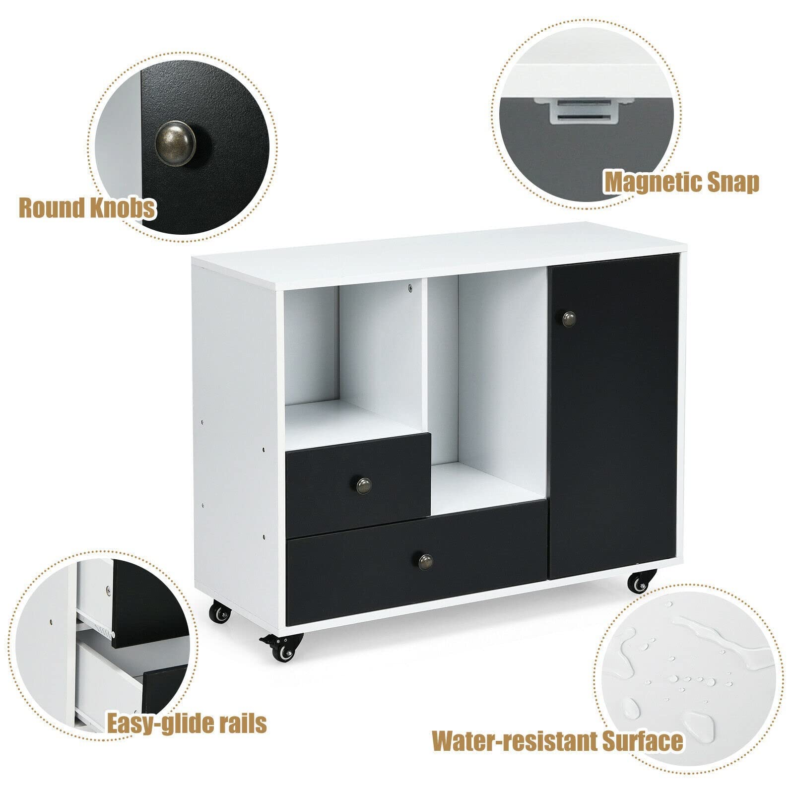 Mobile Printer Stand Cabinet with Drawers