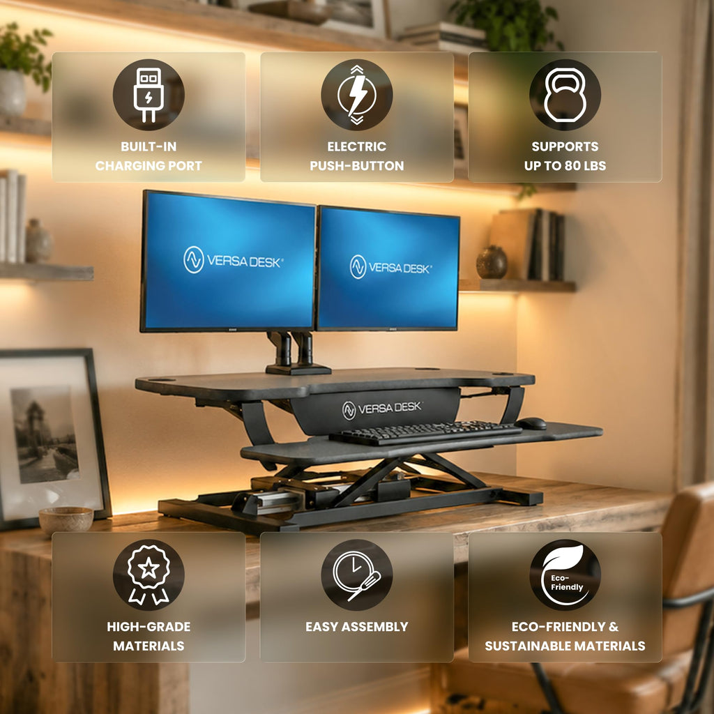 Electric Standing Desk Converter with Keyboard Tray