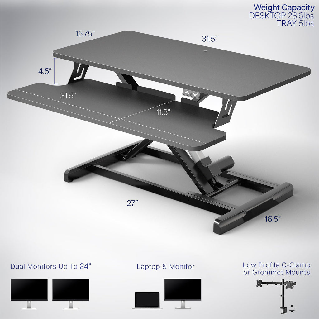 Electric Standing Desk Converter with Keyboard Tray