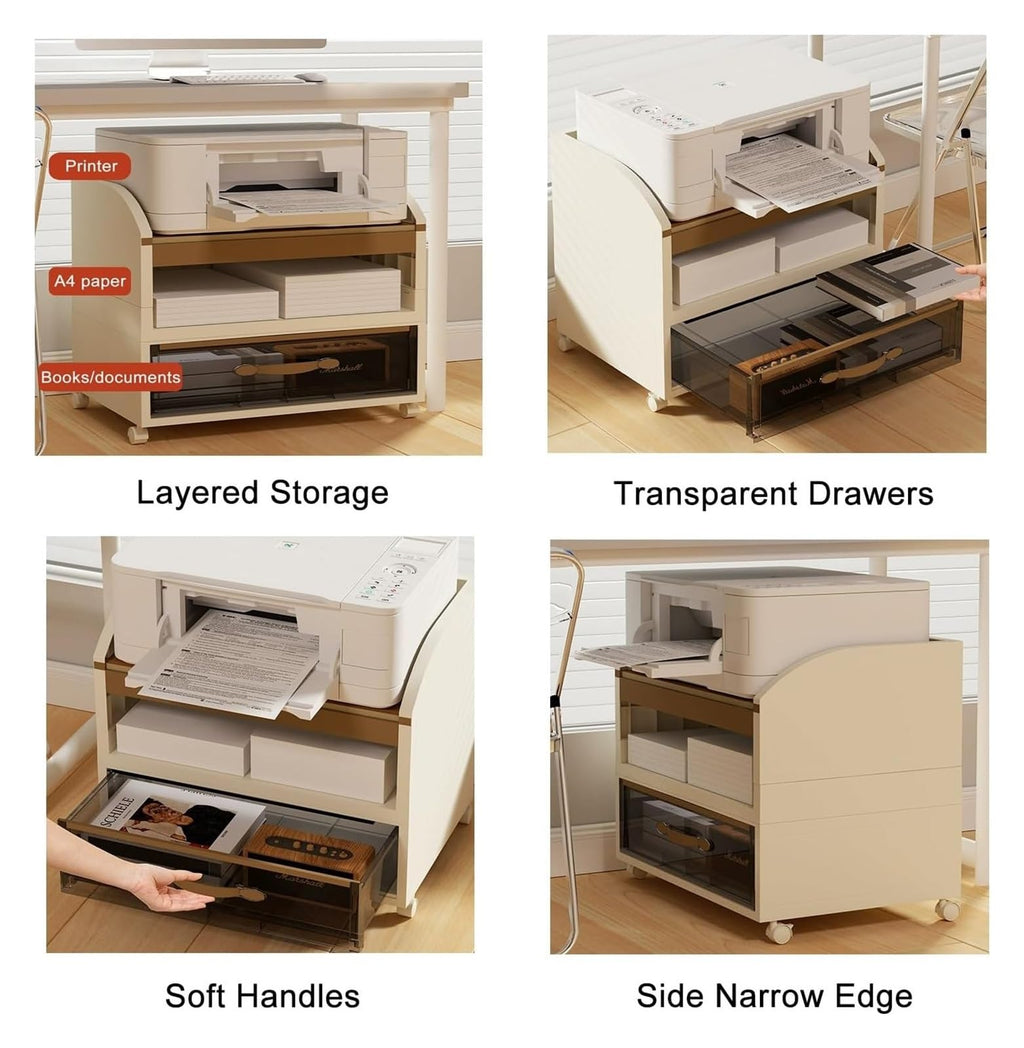 3-Tier Printer Stand with Storage Drawer