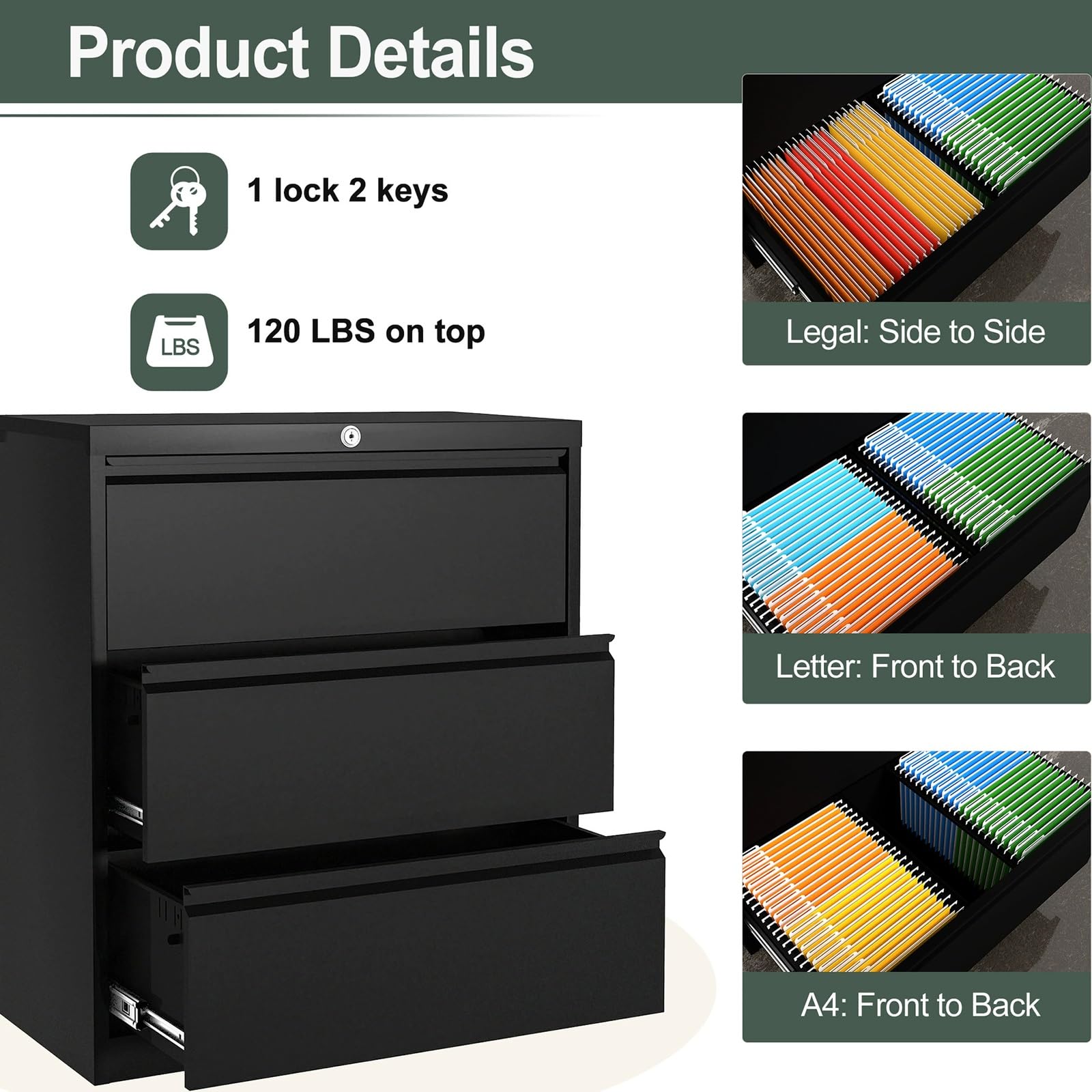 Locking File Cabinet with Drawers
