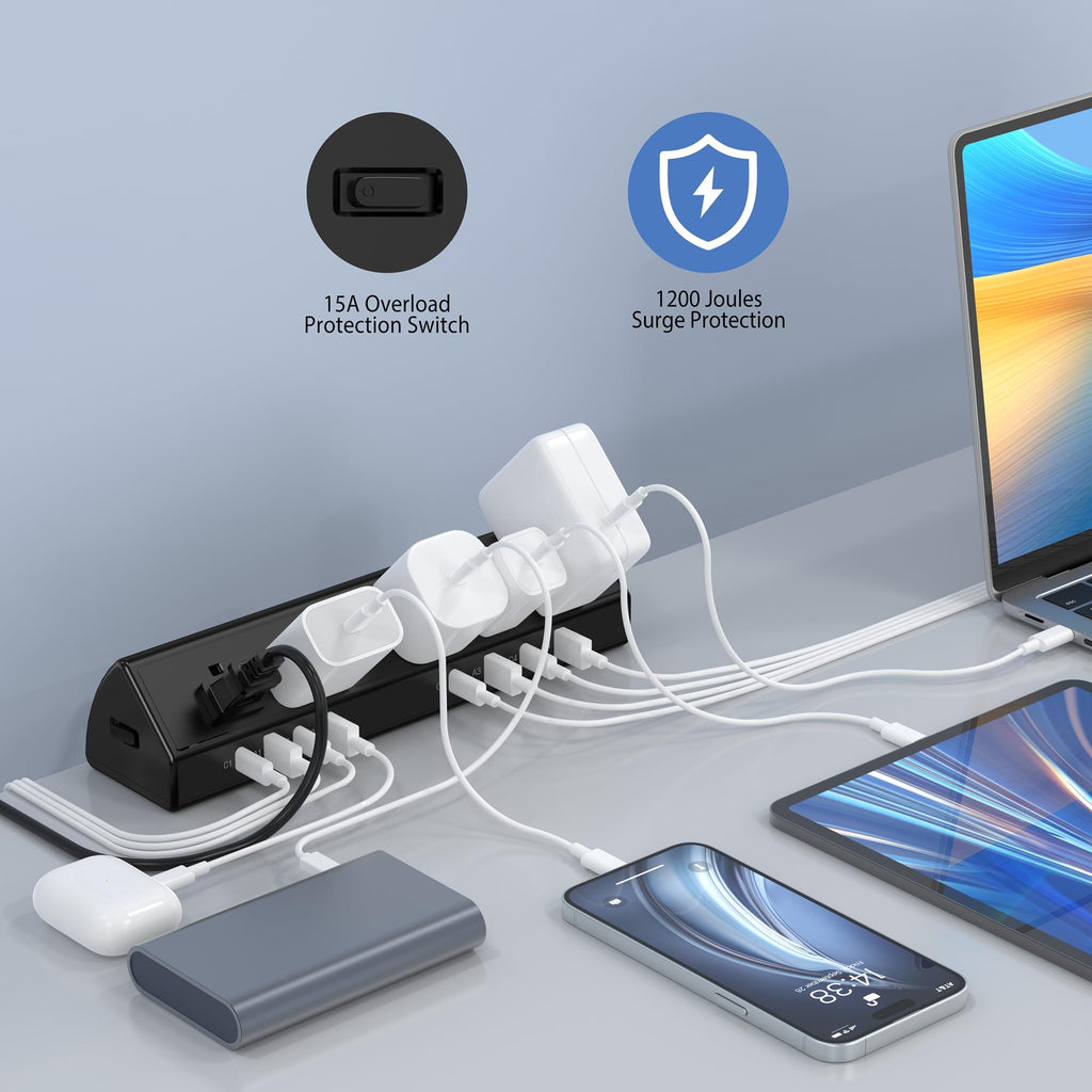 Desk Clamp Power Strip with 65W USB-C Charging
