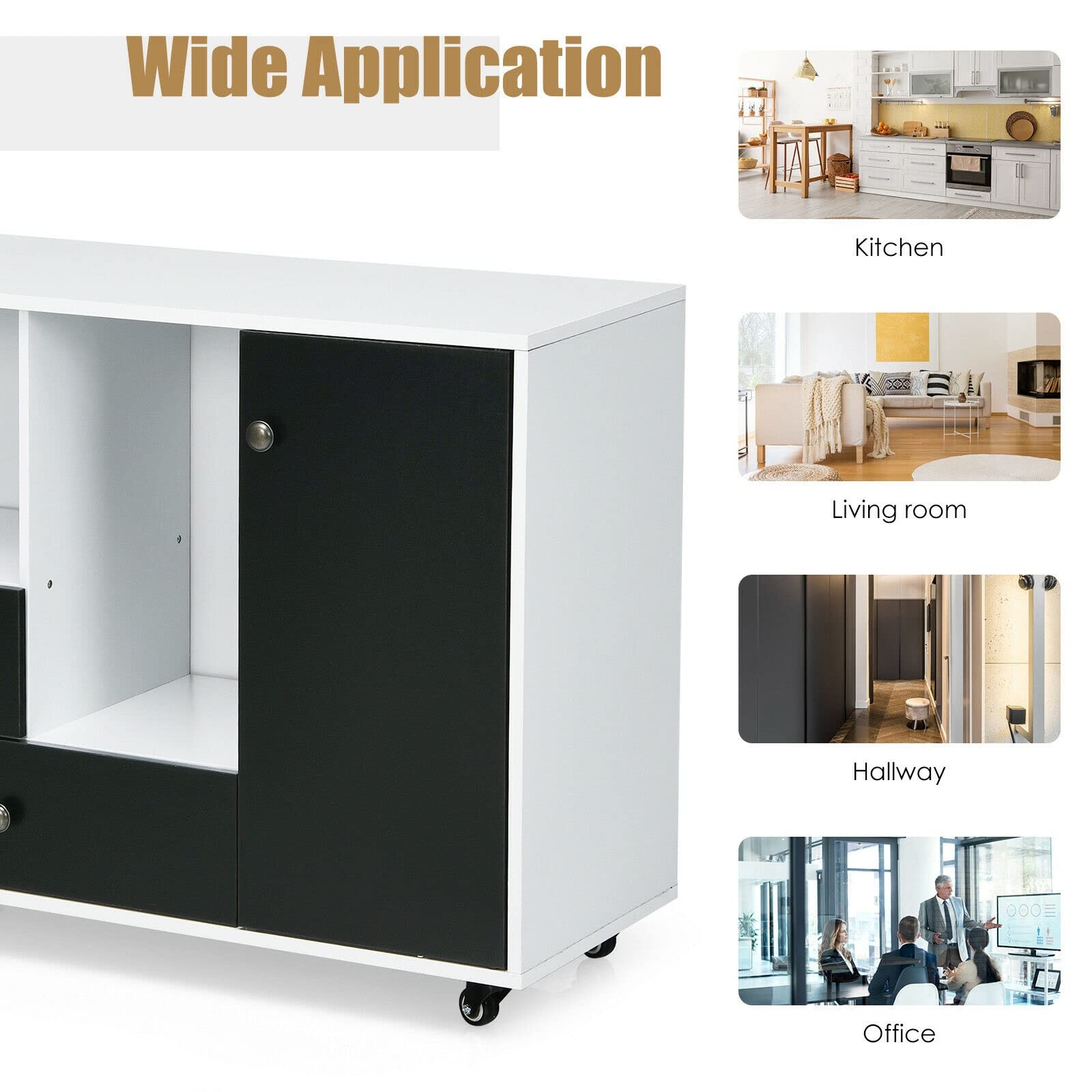 Mobile Printer Stand Cabinet with Drawers