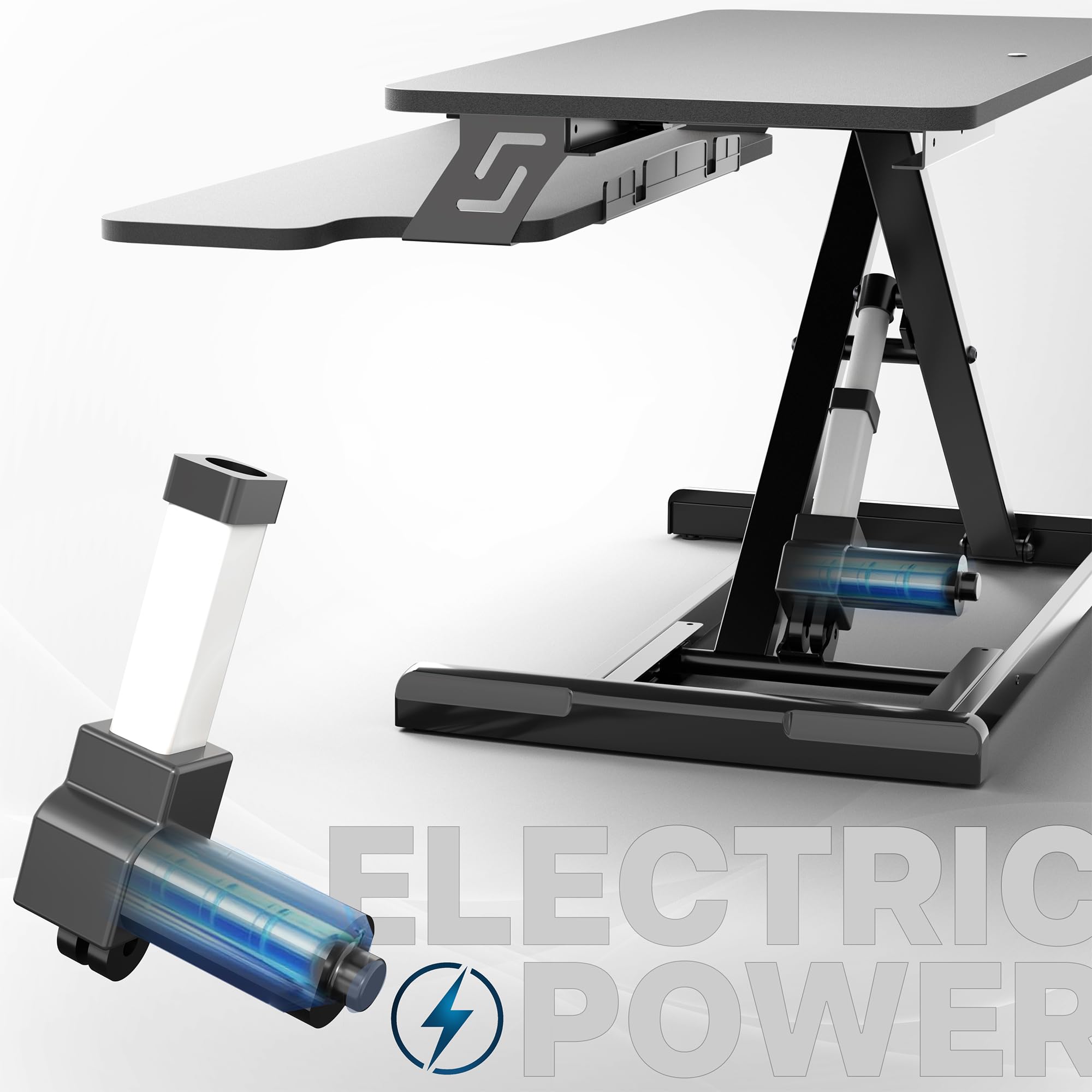 Electric Standing Desk Converter with Keyboard Tray