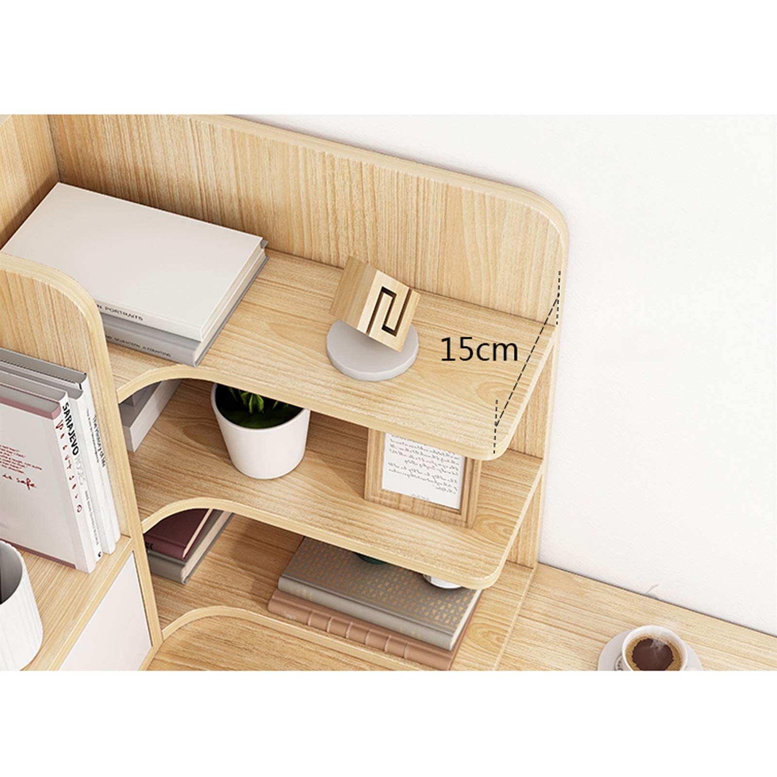3-Tier Desktop Bookshelf with Drawer
