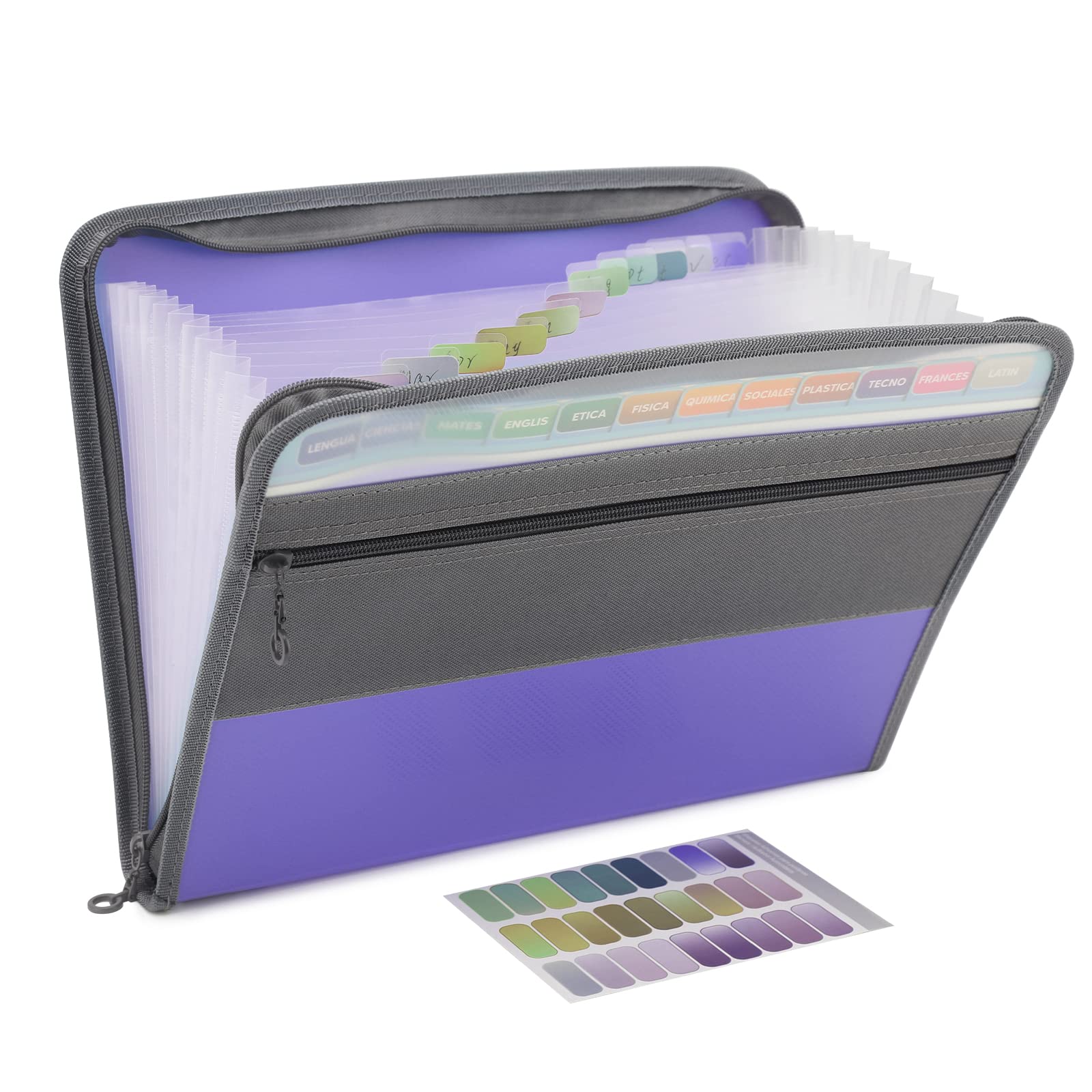 NAFY Expanding File Folders, 13 Pockets Document Organizer with Zipper