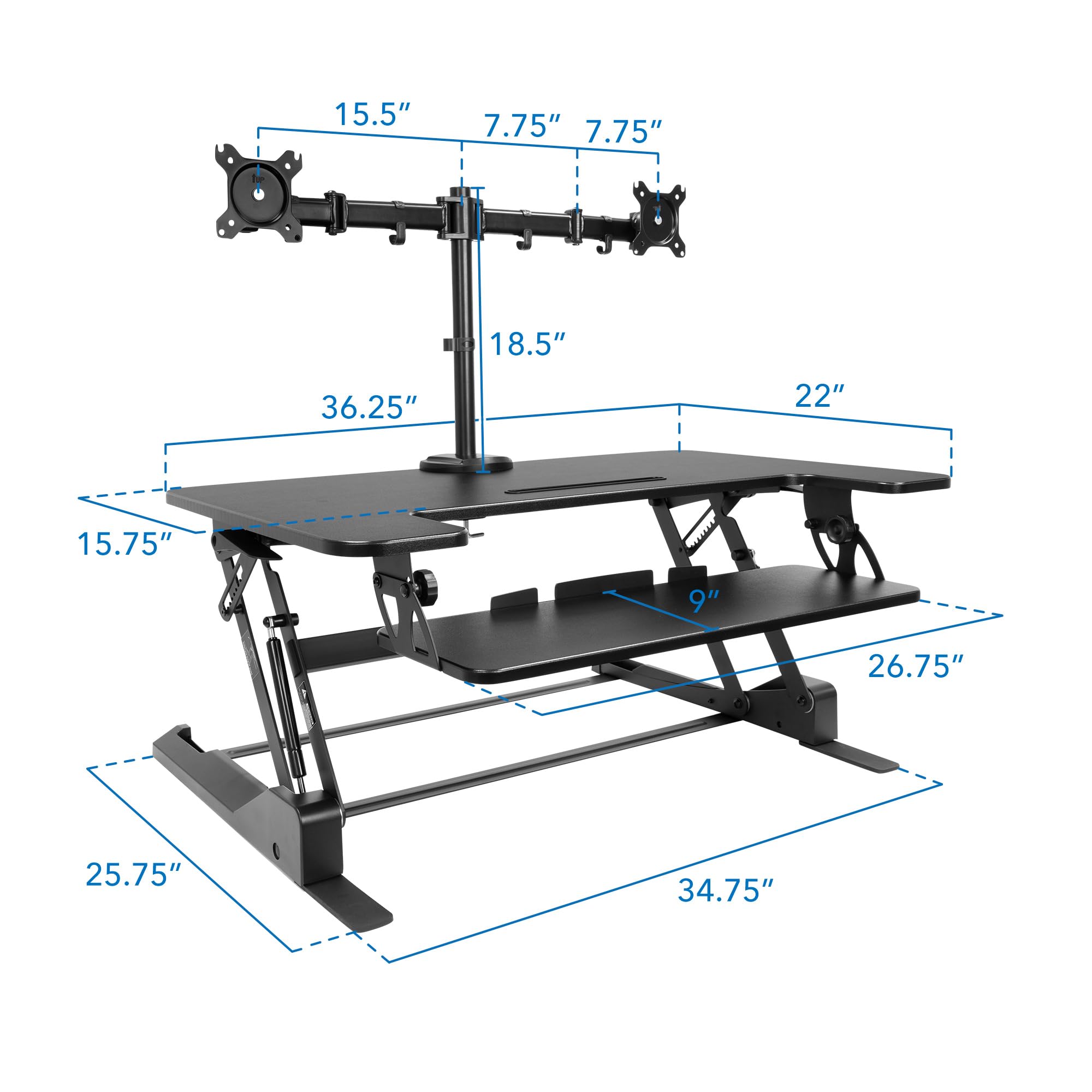Standing Desk Converter with Dual Monitor Mount