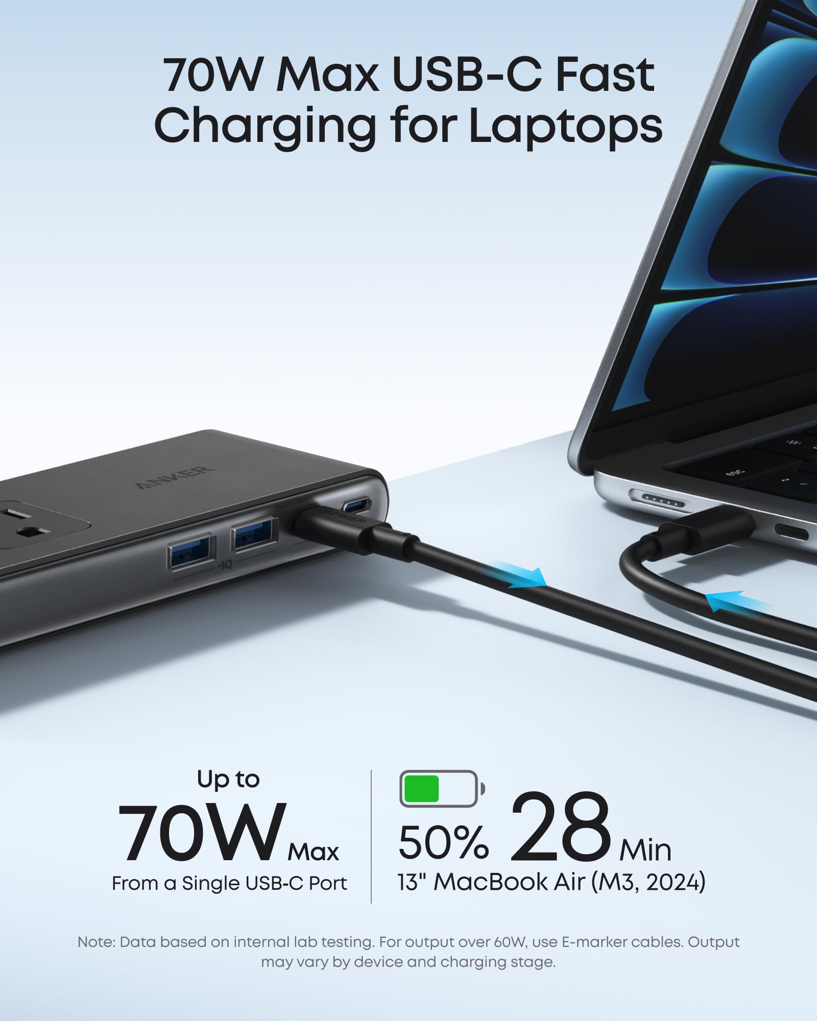 Desk Clamp Power Strip with 70W USB-C Charging