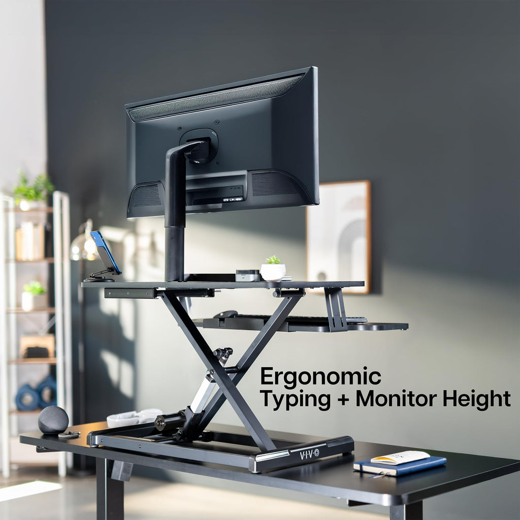 Electric Standing Desk Converter with Keyboard Tray