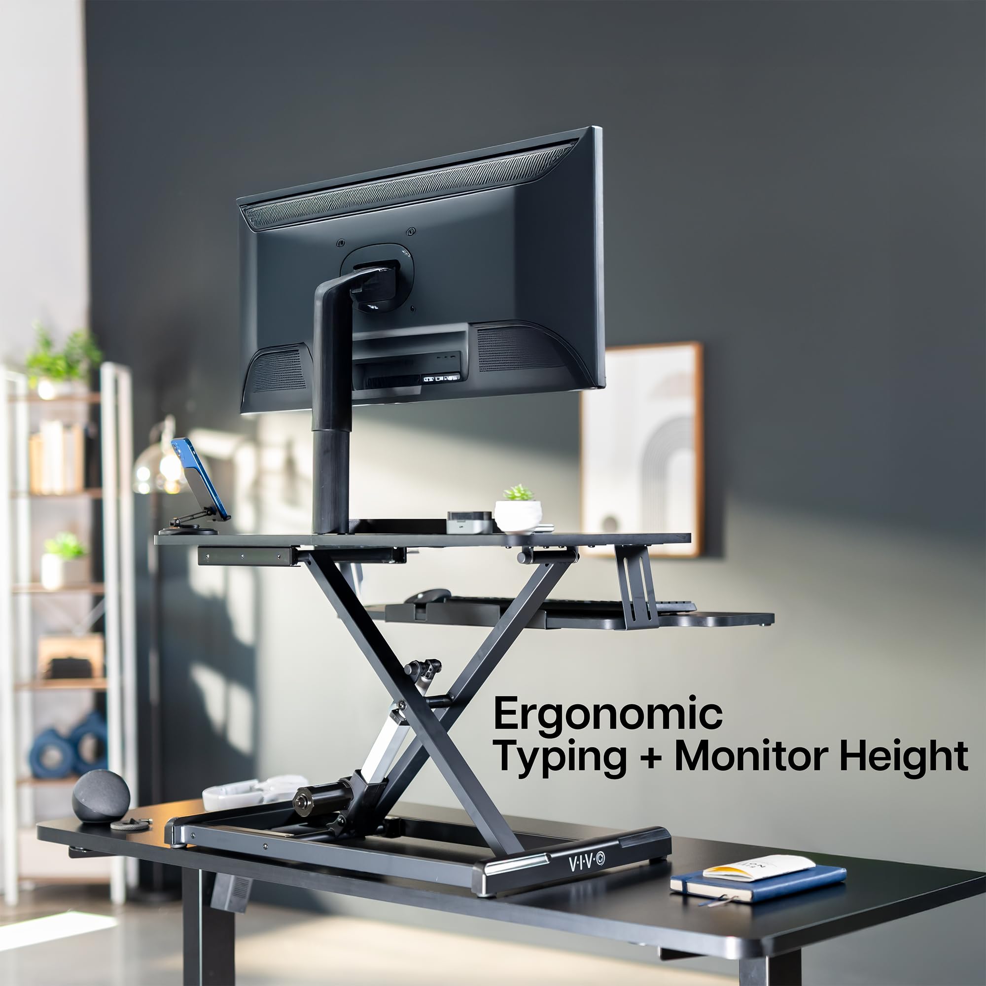 Electric Standing Desk Converter with Keyboard Tray
