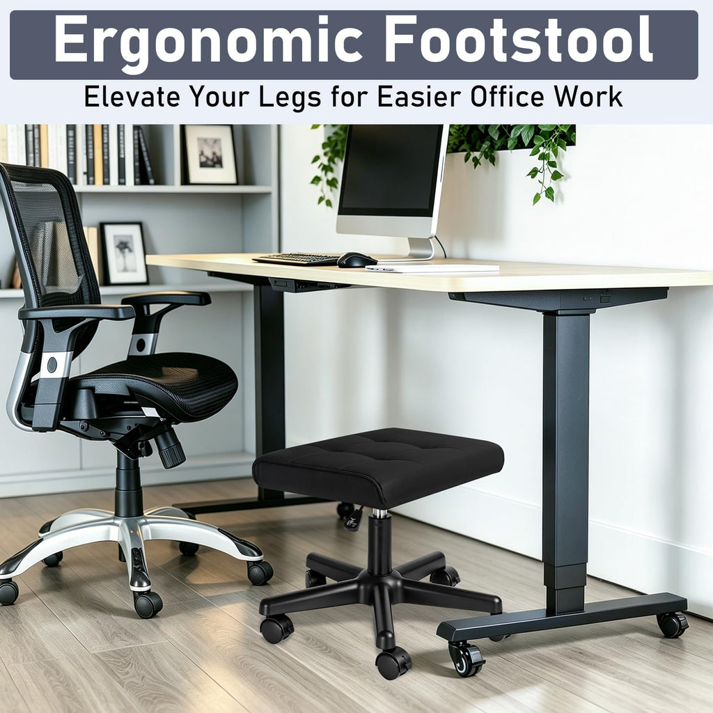 Adjustable Under Desk Footrest with Wheels