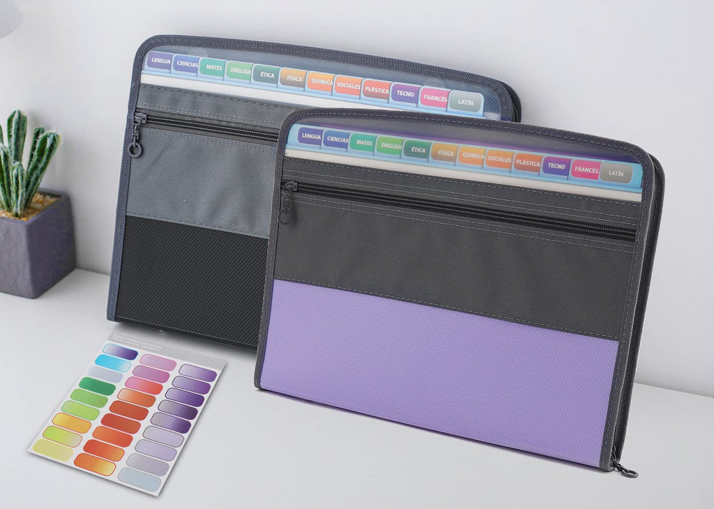 NAFY Expanding File Folders, 13 Pockets Document Organizer with Zipper