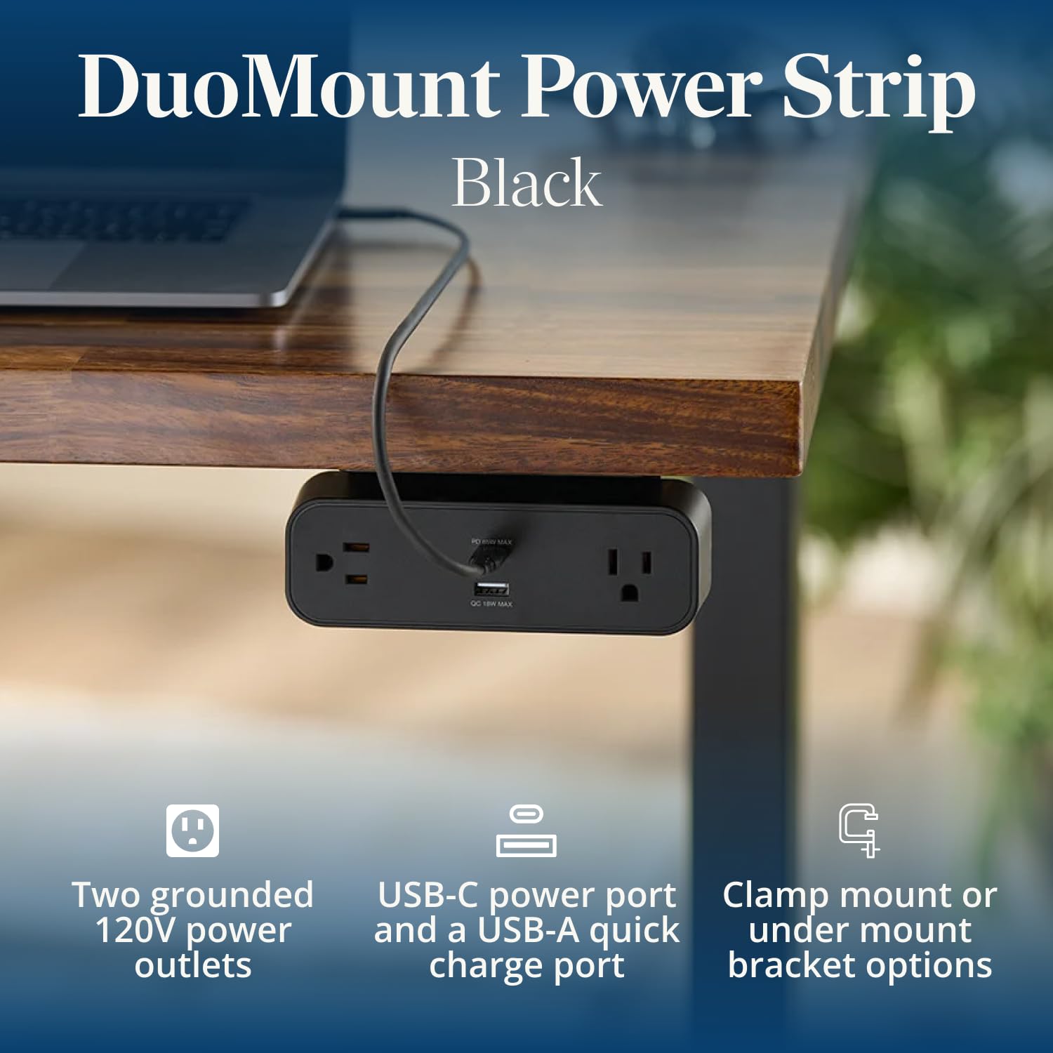 Desk Clamp Power Strip with USB-C & USB-A