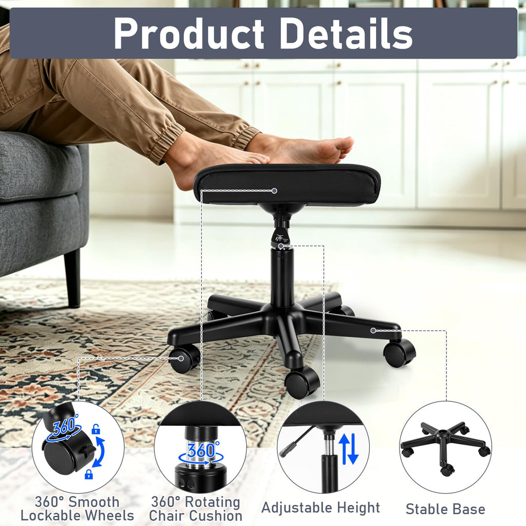 Adjustable Under Desk Footrest with Wheels