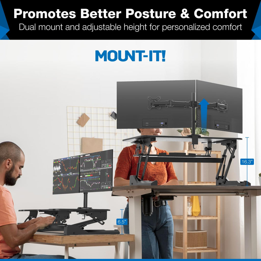 Standing Desk Converter with Dual Monitor Mount