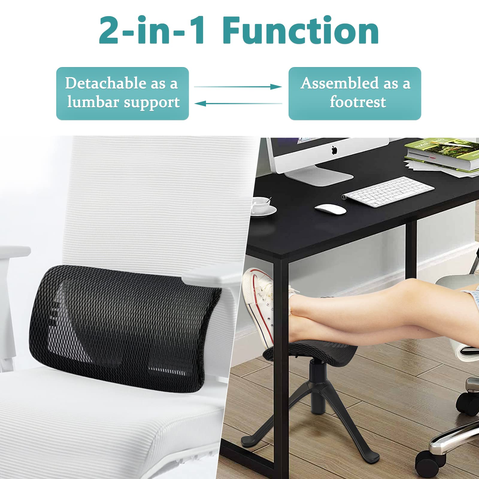 Adjustable Rolling Under Desk Footrest