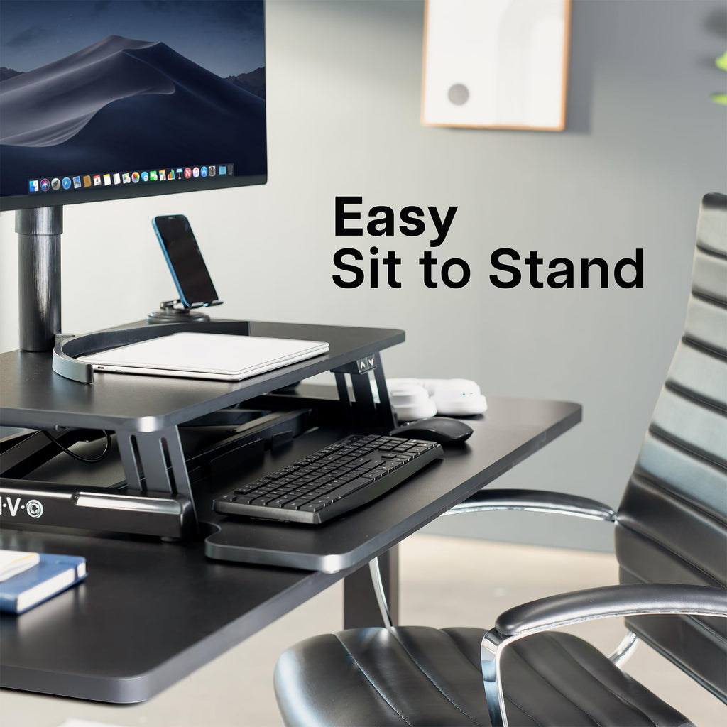 Electric Standing Desk Converter with Keyboard Tray