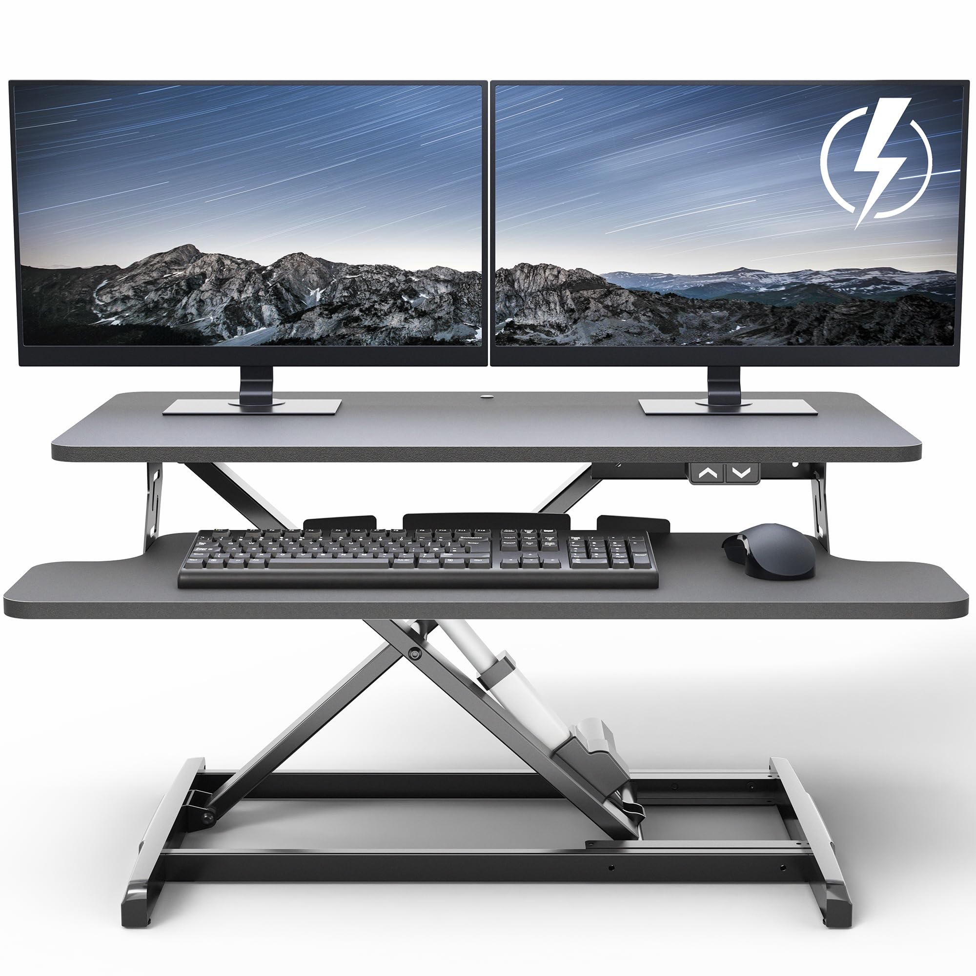 Electric Standing Desk Converter with Keyboard Tray