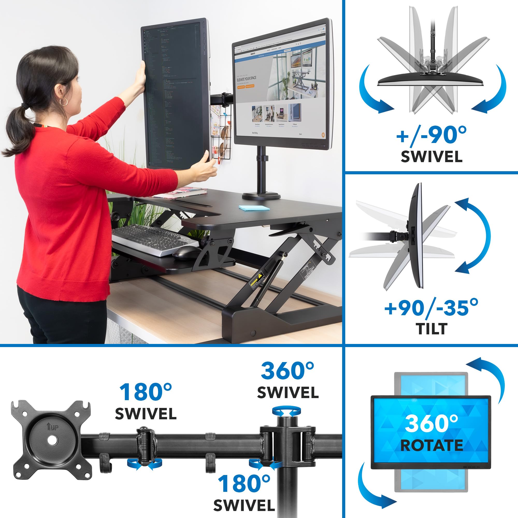 Standing Desk Converter with Dual Monitor Mount