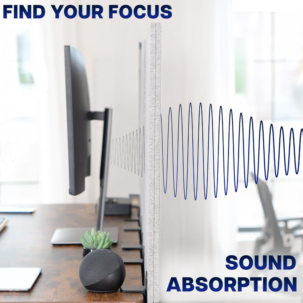 Clamp-On Acoustic Desk Privacy Panel