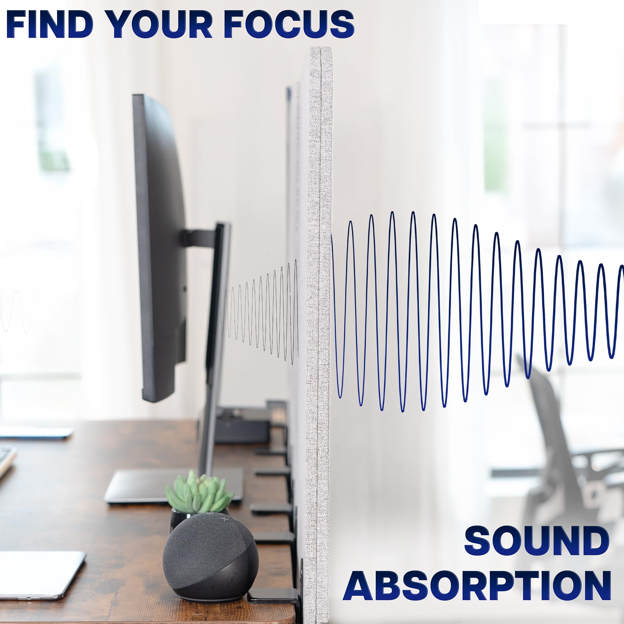 Clamp-On Acoustic Desk Privacy Panel