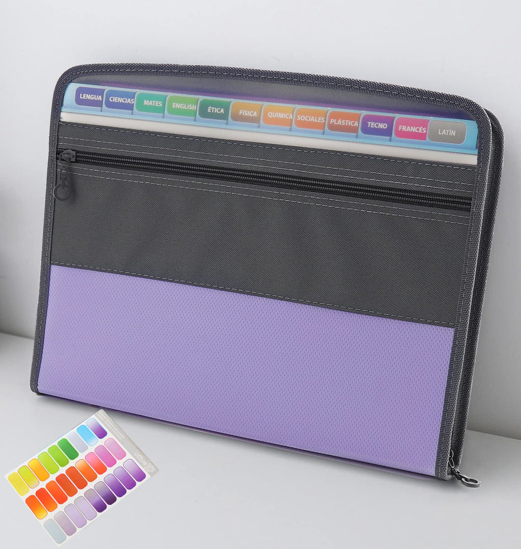 NAFY Expanding File Folders, 13 Pockets Document Organizer with Zipper