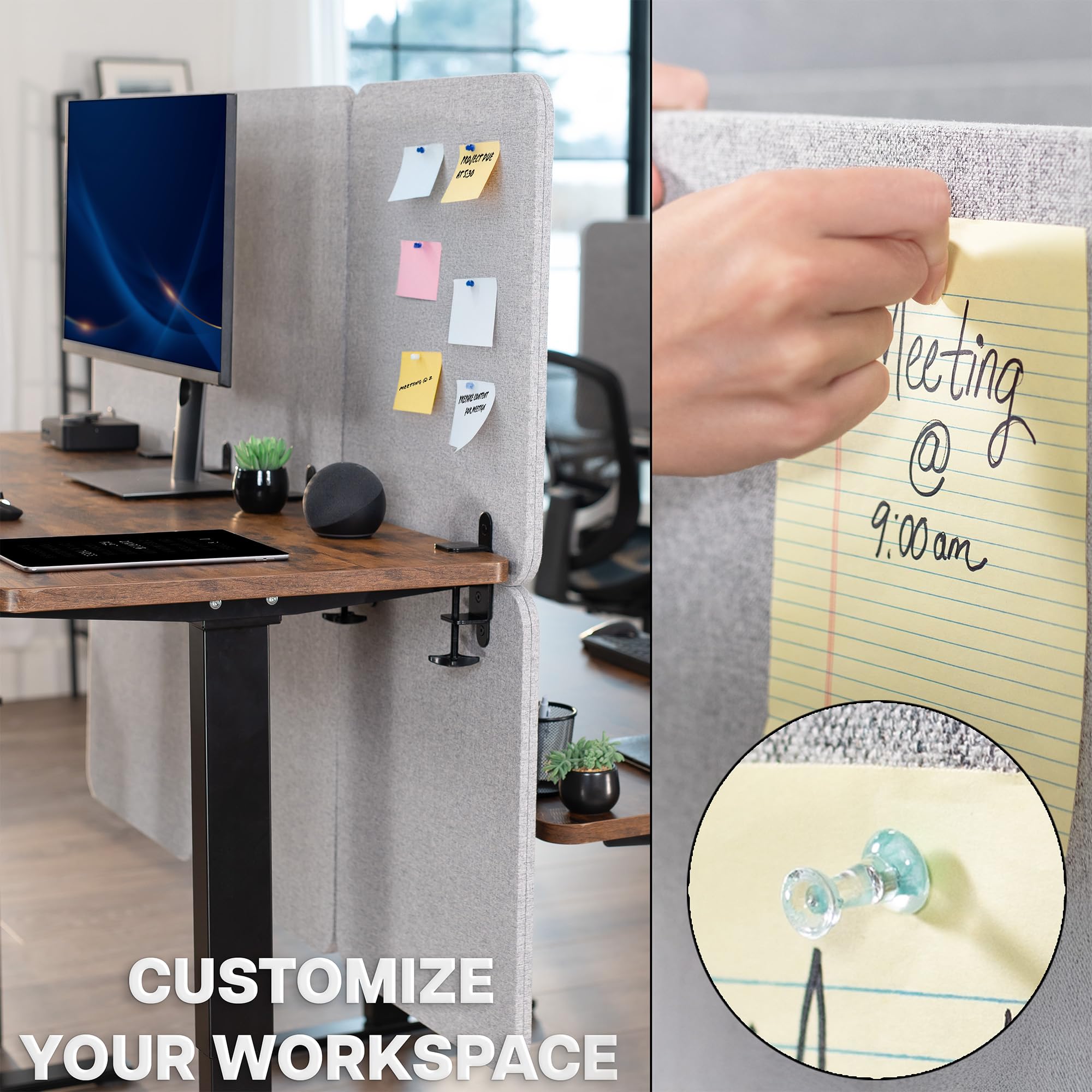 Clamp-On Acoustic Desk Privacy Panel