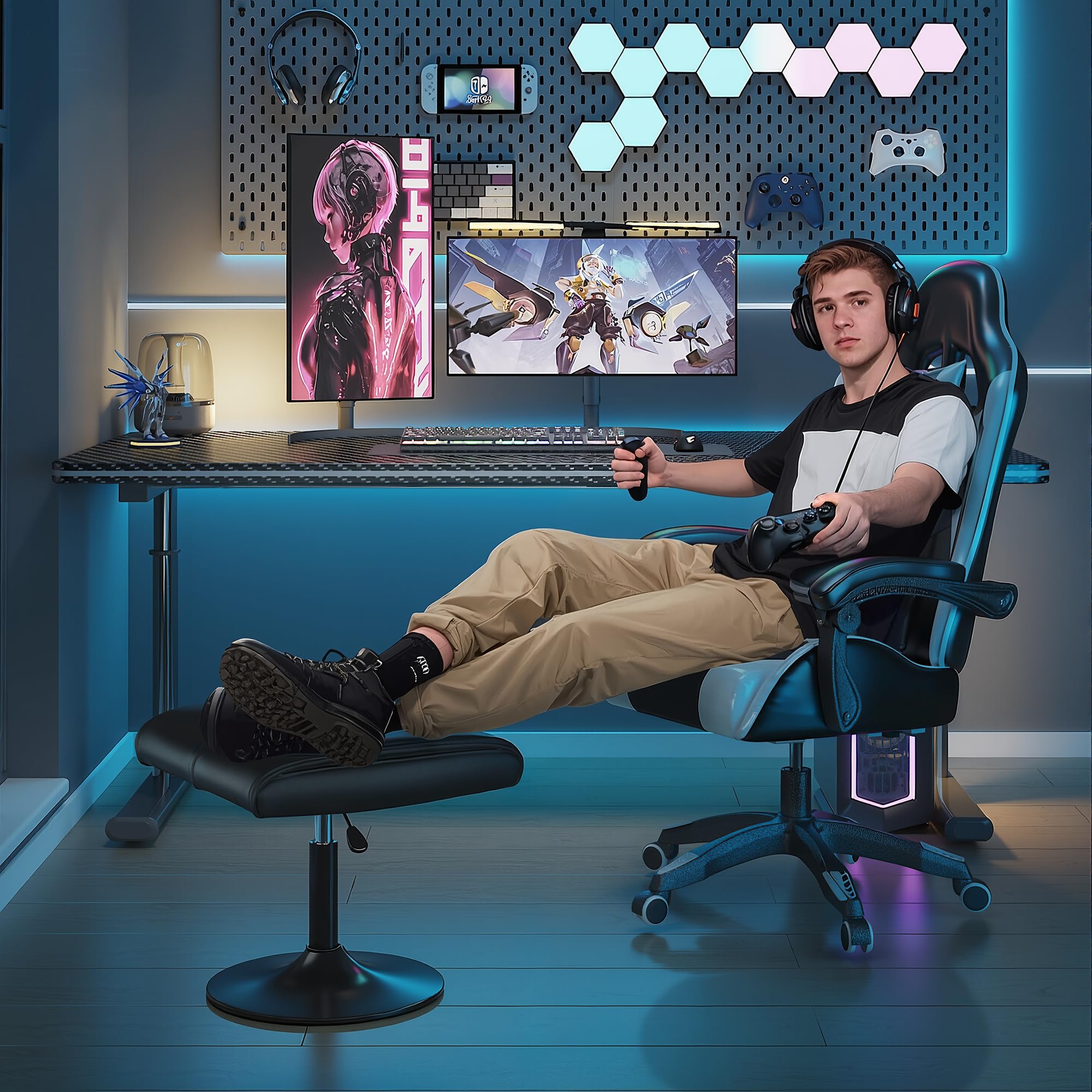 Adjustable Under Desk Footrest Ottoman