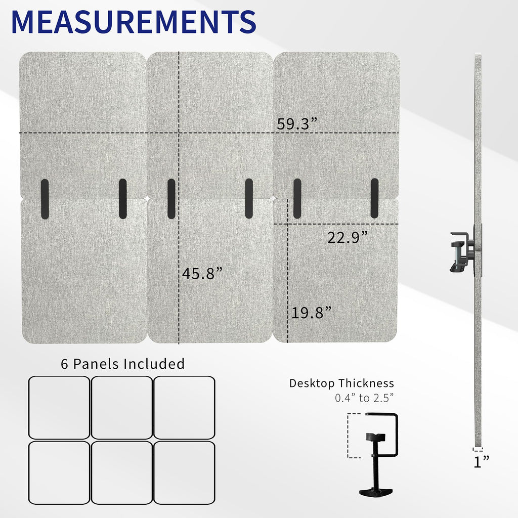 Clamp-On Acoustic Desk Privacy Panel